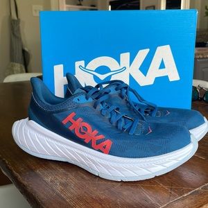 NWOT Hoka One One Carbon X 2-Moroccan Blue/Hot Coral.8.5